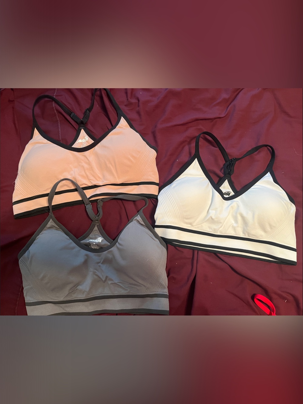 Avia Three-Pack Seamless Sports Bralettes - Blush, Gray, White